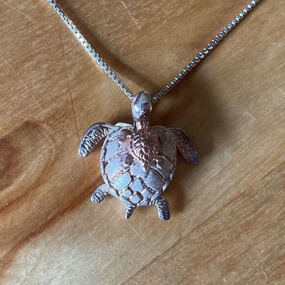 STERLING SILVER GOLD PLATED SILVER 925 WITH CHAIN TURQUOISE NECKLACE​ - Picture 2 of 13